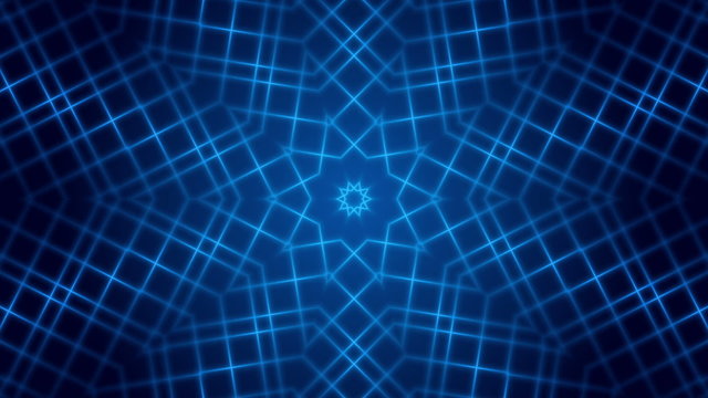 blue abstract background, kaleidoscope light, loop