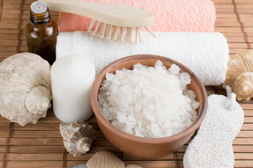 Spa salon with sea salt