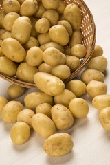 Some potatoes over a white background
