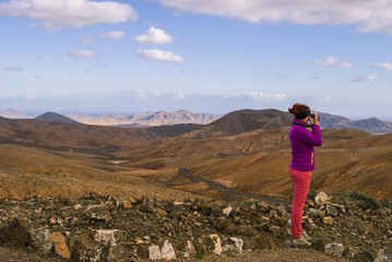 Female tourist in the mountains - Tenerife, Canary Island, Spain