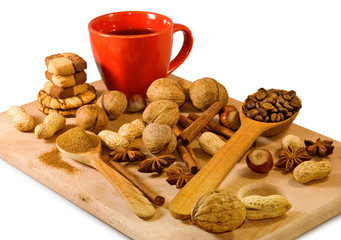 coffee and nuts closeup