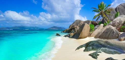 Washable wall murals Tropical beach Anse Source d'Argent - Beach on island La Digue in Seychelles