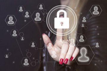 Button lock security business online icon web