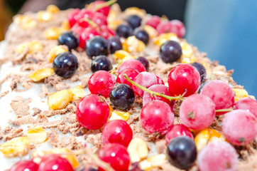 Sweet tasty cake with frozen berry