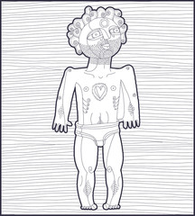 Vector lines illustration of nude man, Adam concept. Hand drawn