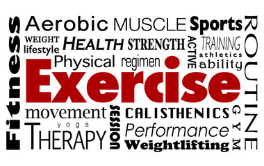 Exercise Word Collage Healthy Lifestyle Physical Fitness Regimen