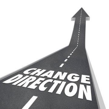 Change Direction Road Words New Course Way Route Moving Forward