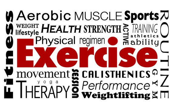 Exercise Word Collage Healthy Lifestyle Physical Fitness Regimen