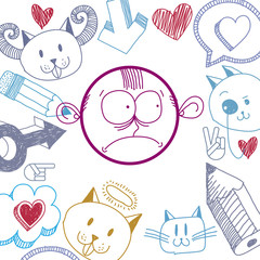 Vector art colorful drawing of sad person, education theme