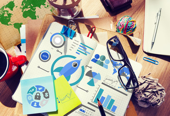 New Business Chart Innovation Teamwork Global Business Concept