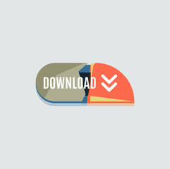 Colorful download web button. Modern flat design.