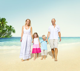Family Walking Playful Vacation Travel Holiday Concept