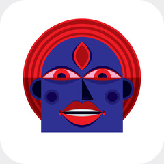 Flat design drawing of a person face, art picture, cubism