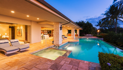 Luxury Home with Pool at Sunset