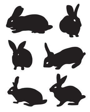 black silhouettes of rabbits