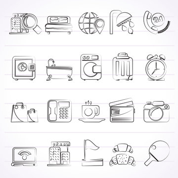 Hotel and motel services icons 1- vector icon set