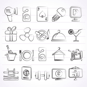 Hotel and motel services icons 2- vector icon set