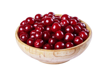 cherry in a wooden bowl