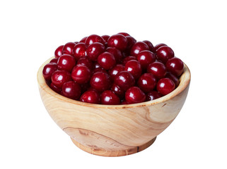 cherry in a wooden bowl