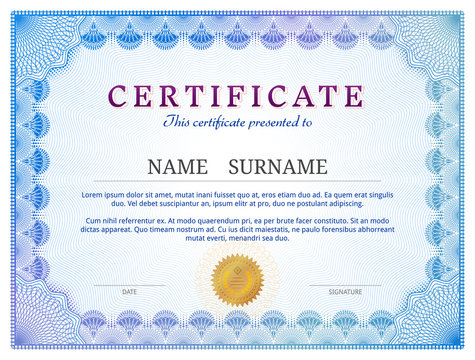 Certificate Template With Guilloche. Diploma Border Design