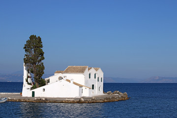 Vlacherna monastery Pontikonisi Corfu seascape