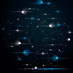 Vector complicated 3d figure, modern digital technology style sp