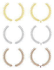 gold silver and bronze laurel wreaths vector eps 10