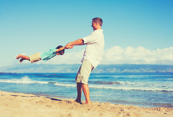 Father and Son Playing Outdoors