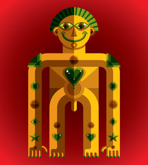 Bizarre creature vector illustration, cubism graphic picture