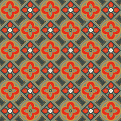 Geometric seamless pattern. Decoration for wallpaper, fabrics, tiles and mosaics. Floral elements, ornate background. Editable vector file.