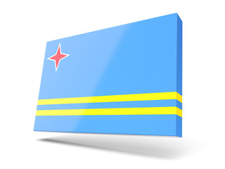 Square icon with flag of aruba