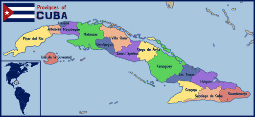 Location, Map and Flag of Cuba