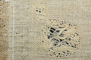 Frayed piece of old jute
