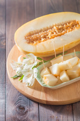 Fresh melon with flowers