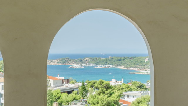 Views of the coast from the window of the villa, time lapse