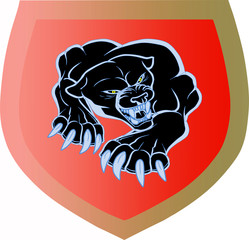 Monster blue pantera on the red shield © tcheres