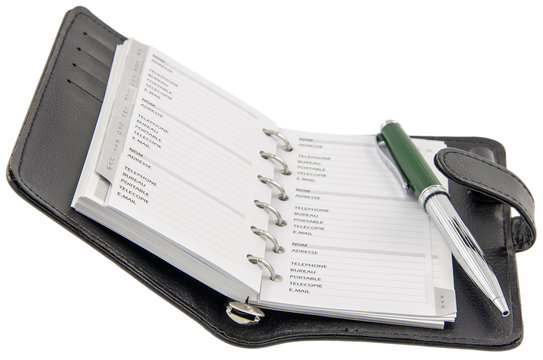 agenda r&eacute;pertoire sur fond blanc