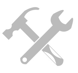 Wrench and hammer. Tools icon on white background