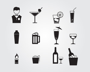 bartender and alcohol drinking icon - obrazy, fototapety, plakaty