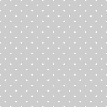 Seamless white and grey vector pattern or tile background with polka dots