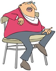Fototapeta premium Chubby man sitting on a stool