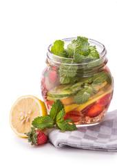 Infused fresh fruit water lime, cucumber, strawberry and mint. i