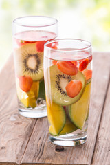 fresh fruit Flavored infused water mix of kiwi, mango and strawb