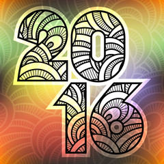 Obraz premium Vector 2016 inscription on blurred background with intricate texture
