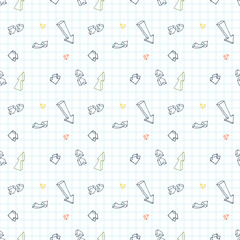 Vector seamless pattern of different arrows on graph paper