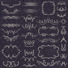 Calligraphy decorative borders, ornamental rules, dividers, vect