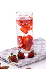 Infused fresh fruit water of strawberry. isolated over white
