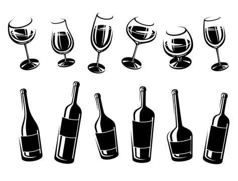 Alcoholic glass collection. Vector
