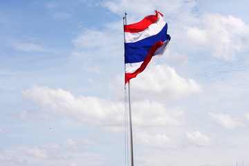 thai flag at blue sky 