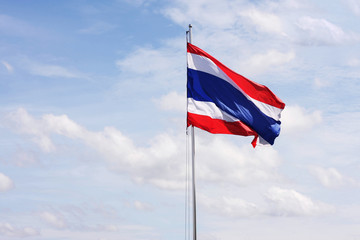 thai flag at blue sky 